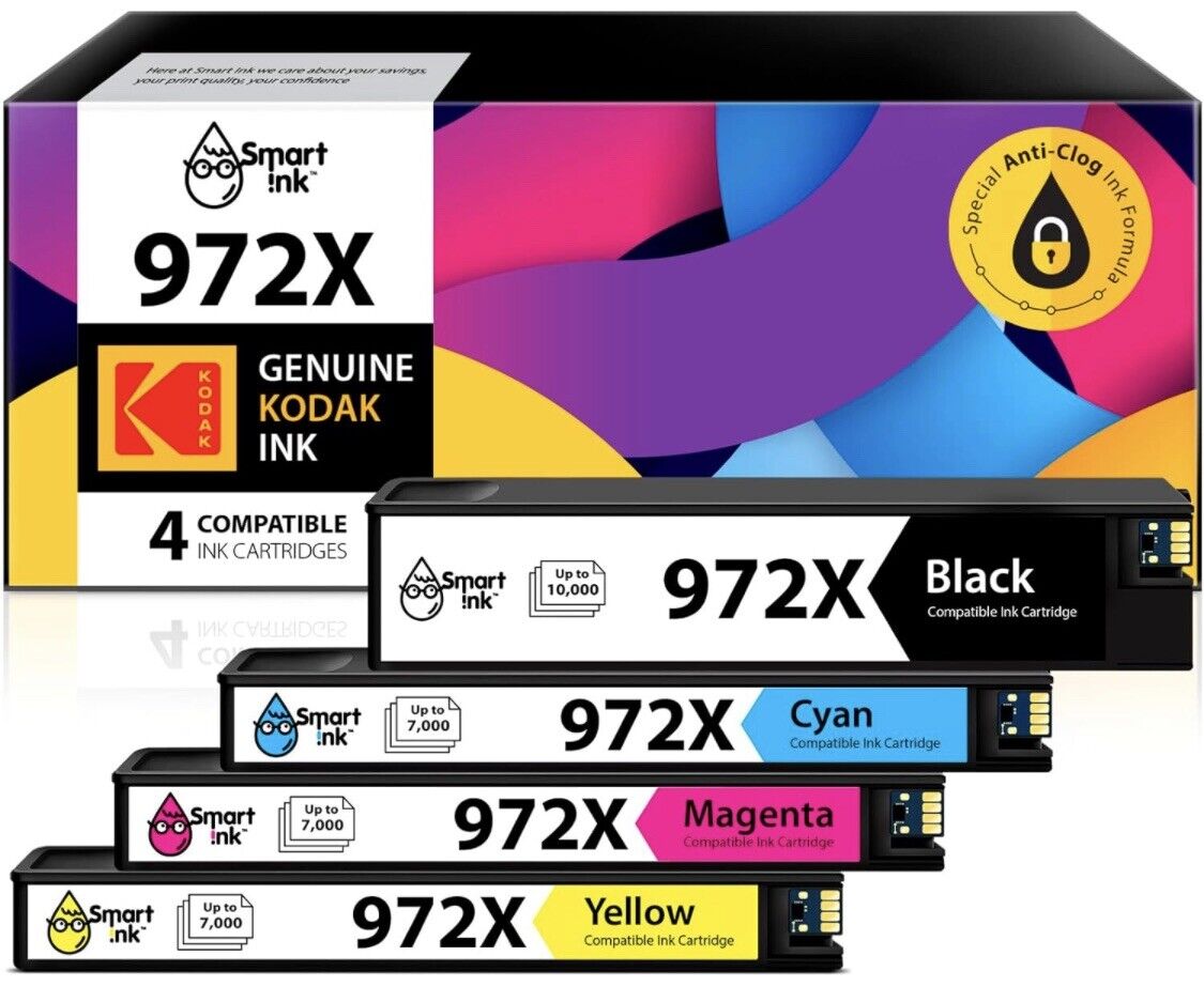 Smart Ink Compatible Ink Cartridge Replacement For HP-972X 4 Pck Combo MSPR 150$
