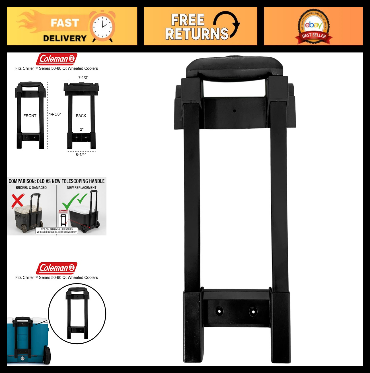Locking Cooler Handle Replacement - Durable, Secure, Easy Install, Fits Most Mod