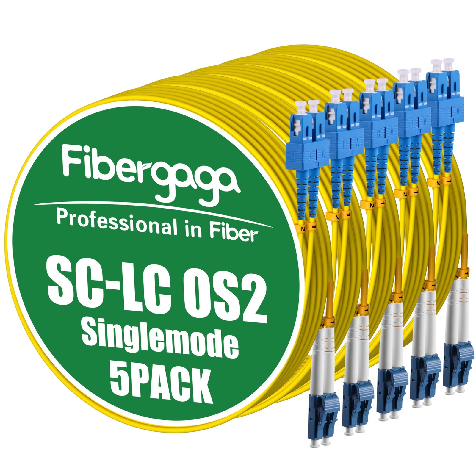 5 PCS OS2 LC To SC Fiber Patch Cable Single Mode 9/125m 1G/10GB 0.5m 1.6FT