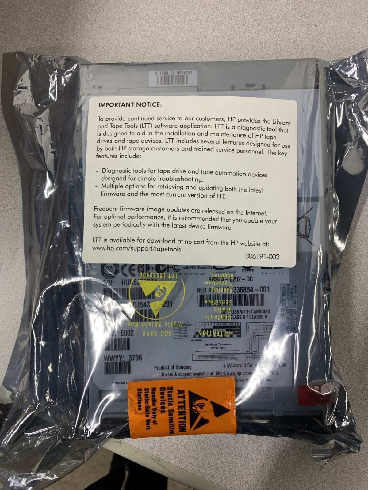 **HP Ultrium 215 Internal Tape Drive LTO1 - Q1543A Q1543- Q1543-69201