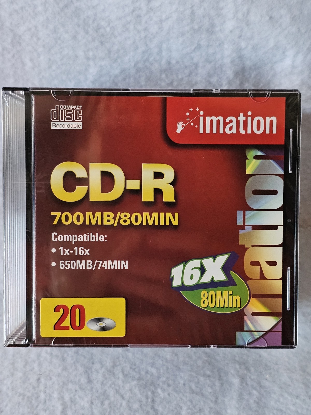 Imation CD R 20 Pack 700MB 80 Minute 16X Recordable Blank Discs Vintage
