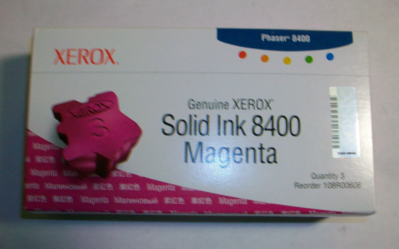 3pk NEW SEAL GENUINE Xerox Phaser 8400 Magenta Solid Ink 108R606 108R00606