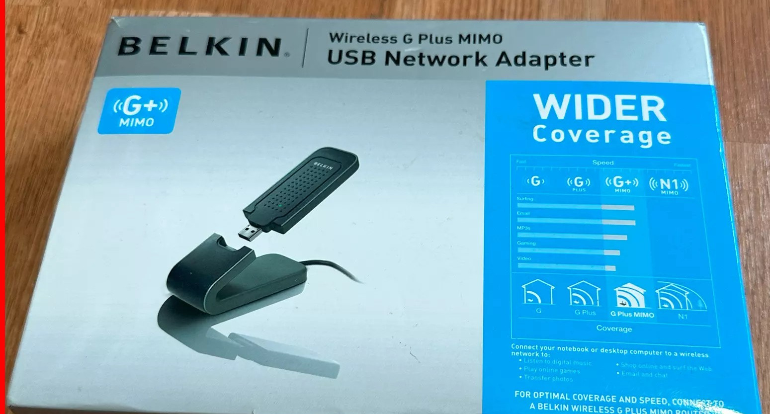 Belkin Wireless G PLUS MIMO USB Network Adapter, New & Sealed  