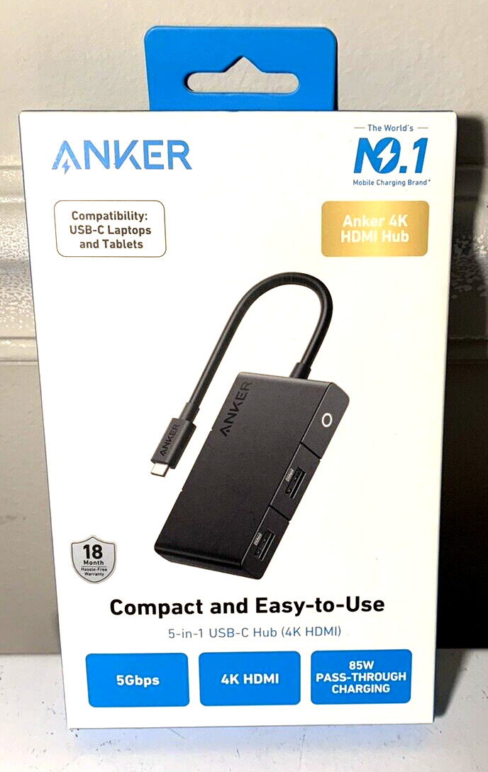Anker USB C Hub 5-in-1 4K HDMI 30Hz HDMI Display 5Gbps for MacBook/iPad/Lenovo