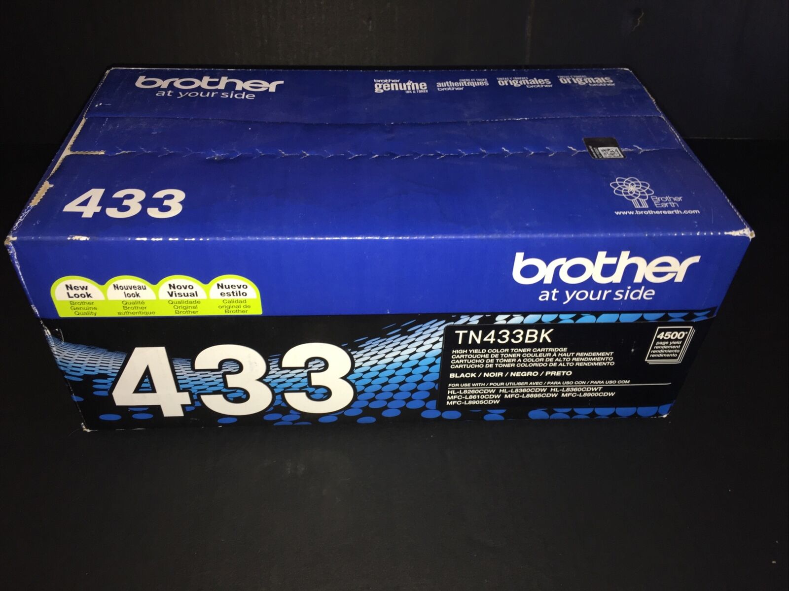 Genuine Brother TN433BK / TN-433BK High Yield Black Toner Cartridge HL-L8260CDW