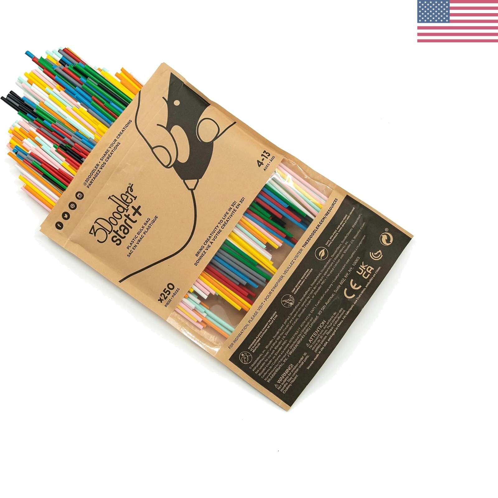 Vibrant Refill Bundle of 250 Safe Plastic Strands for Creative 3D Doodling