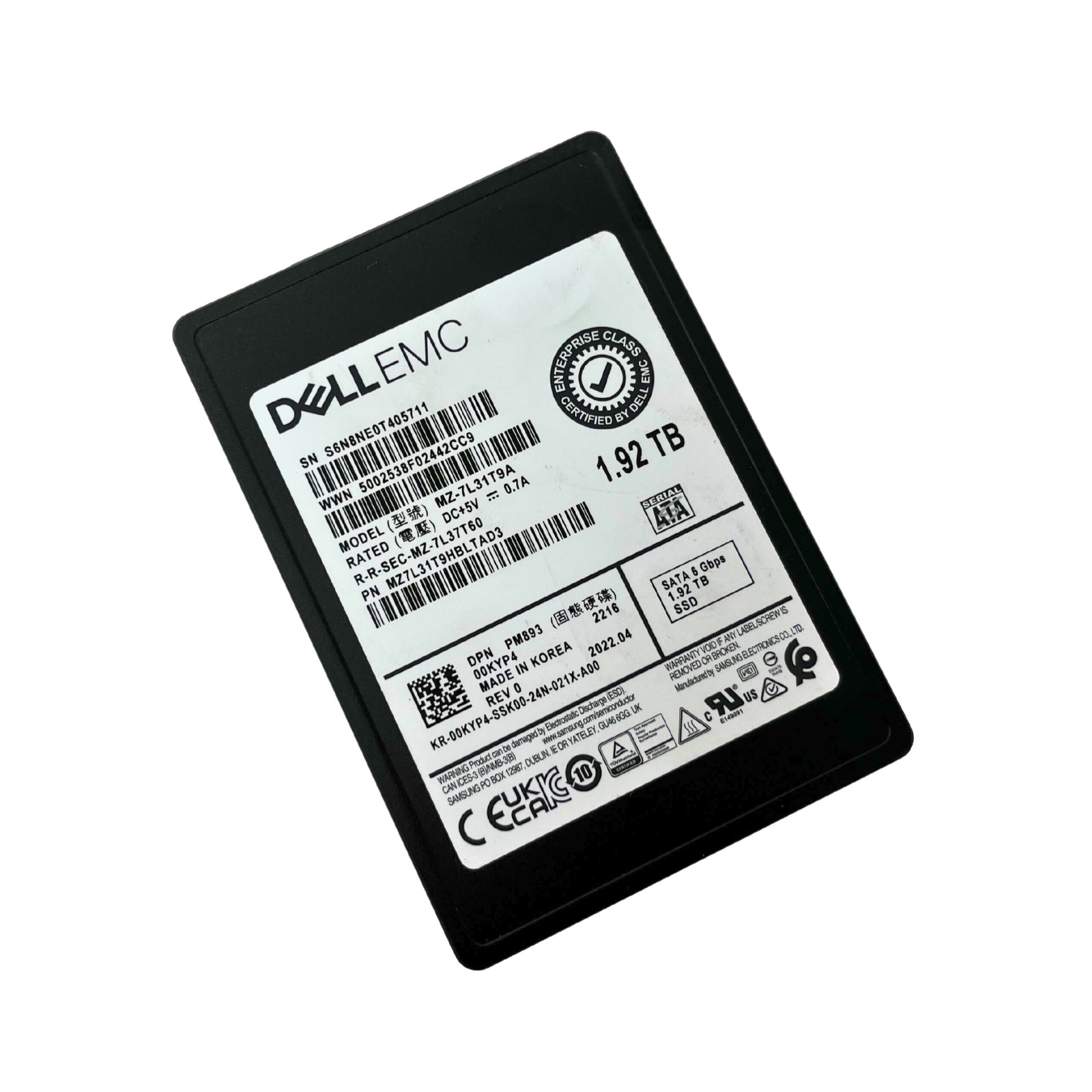 0KYP4 Dell PM893 1.92TB SATA 6GBPs 2.5\
