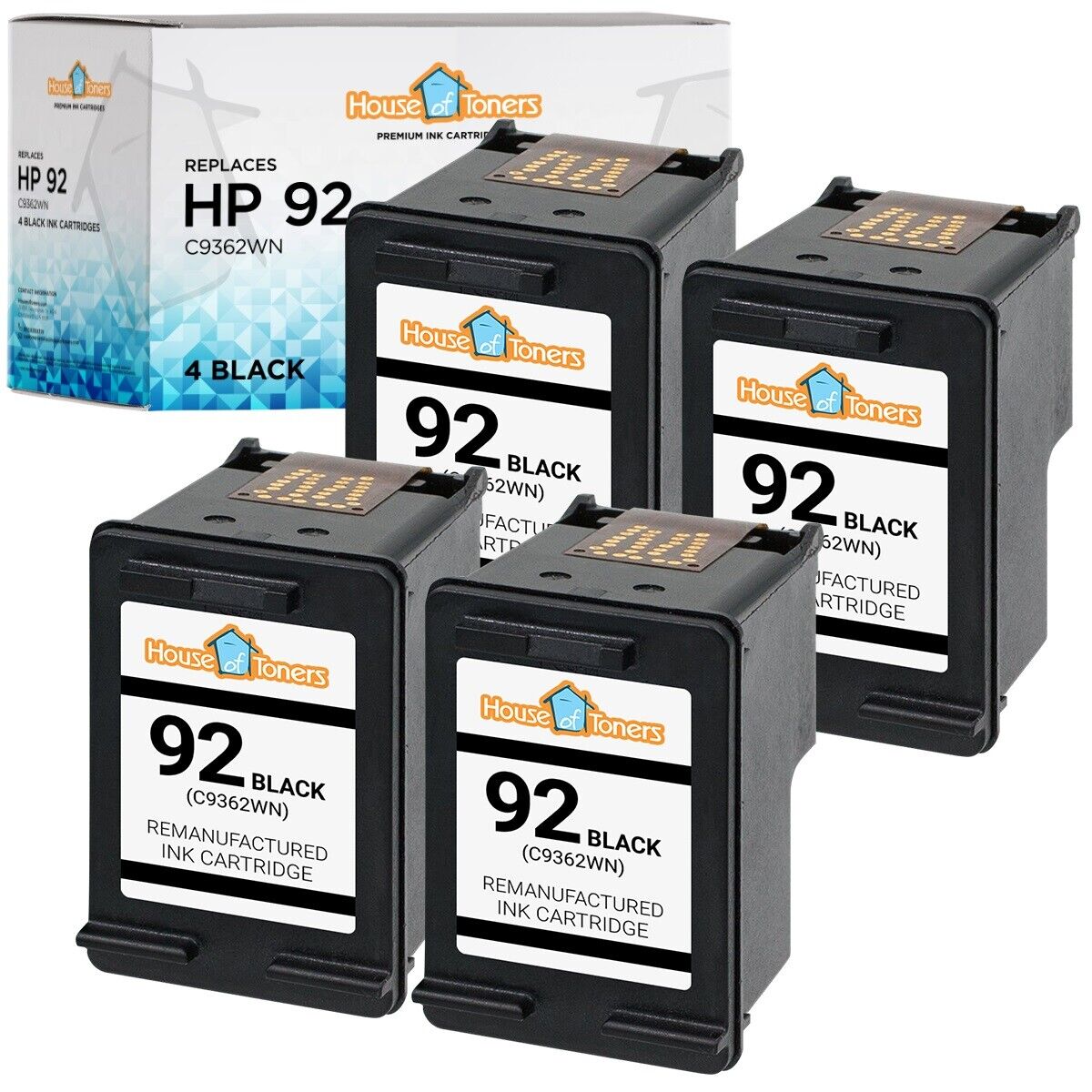4PK for HP 92 C9362WN Black Ink Cartridge fits HP Officejet 6310 6310v 6310xi