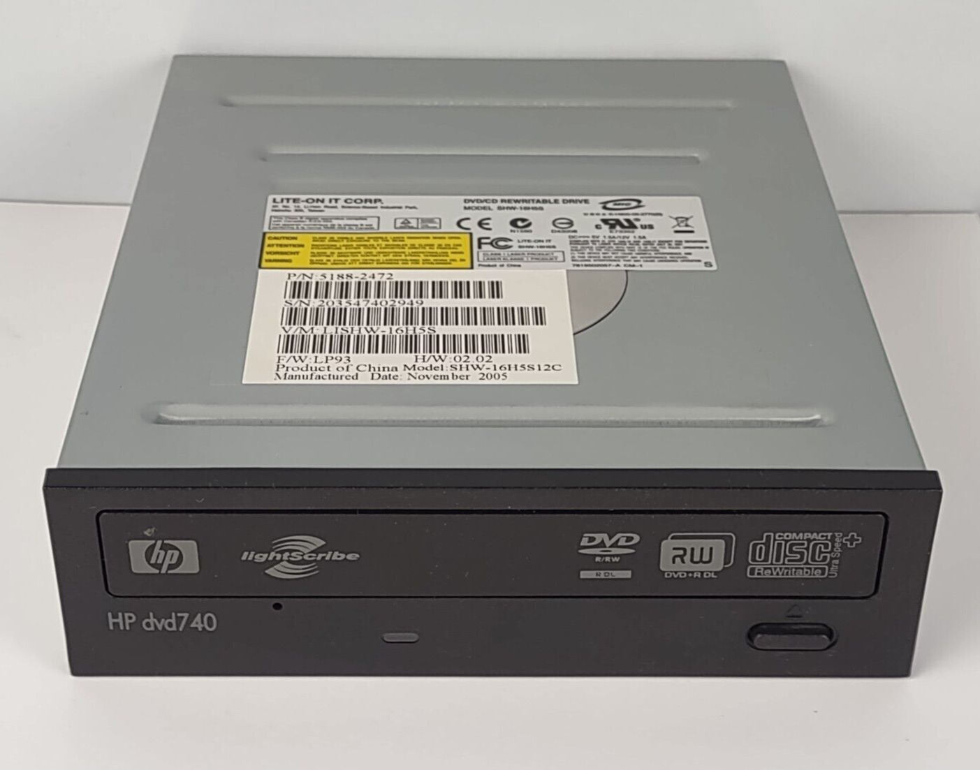 HP dvd740 DVD ReWritable/CD-RW Drive SHW-16H5S by Lite-On Lightscribe Labeling