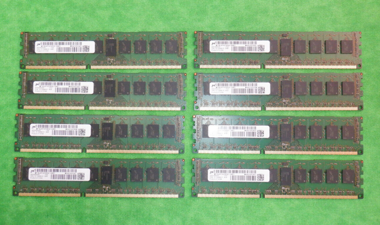 Micron 8GB 2Rx8 PC3-12800R ECC Reg MT18JSF1G72PDZ-1G6E1  8x8GB kit 64GB  @ D