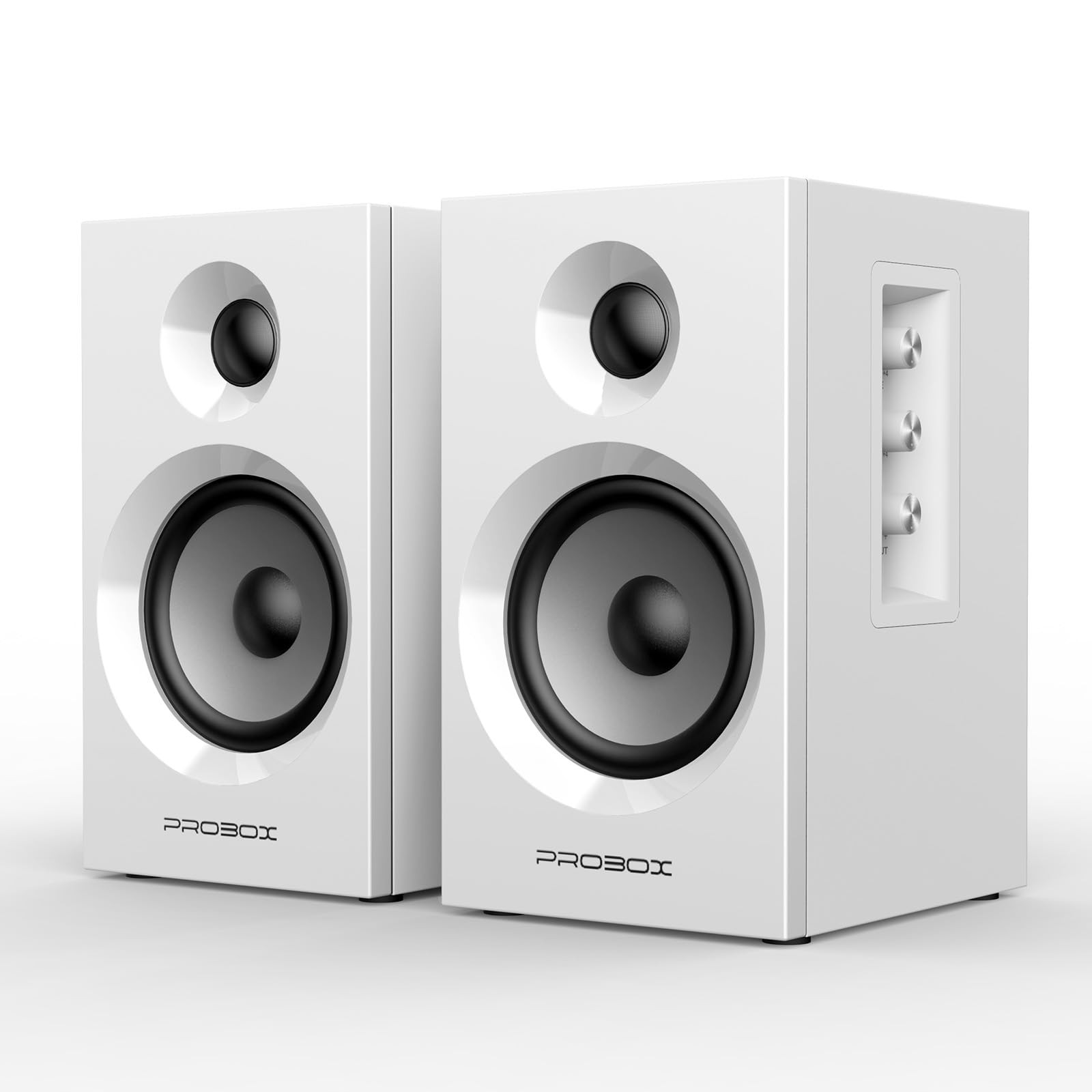 Powered Bookshelf Speakers HiFi Computer Gaming Monitors with Bluetooth White