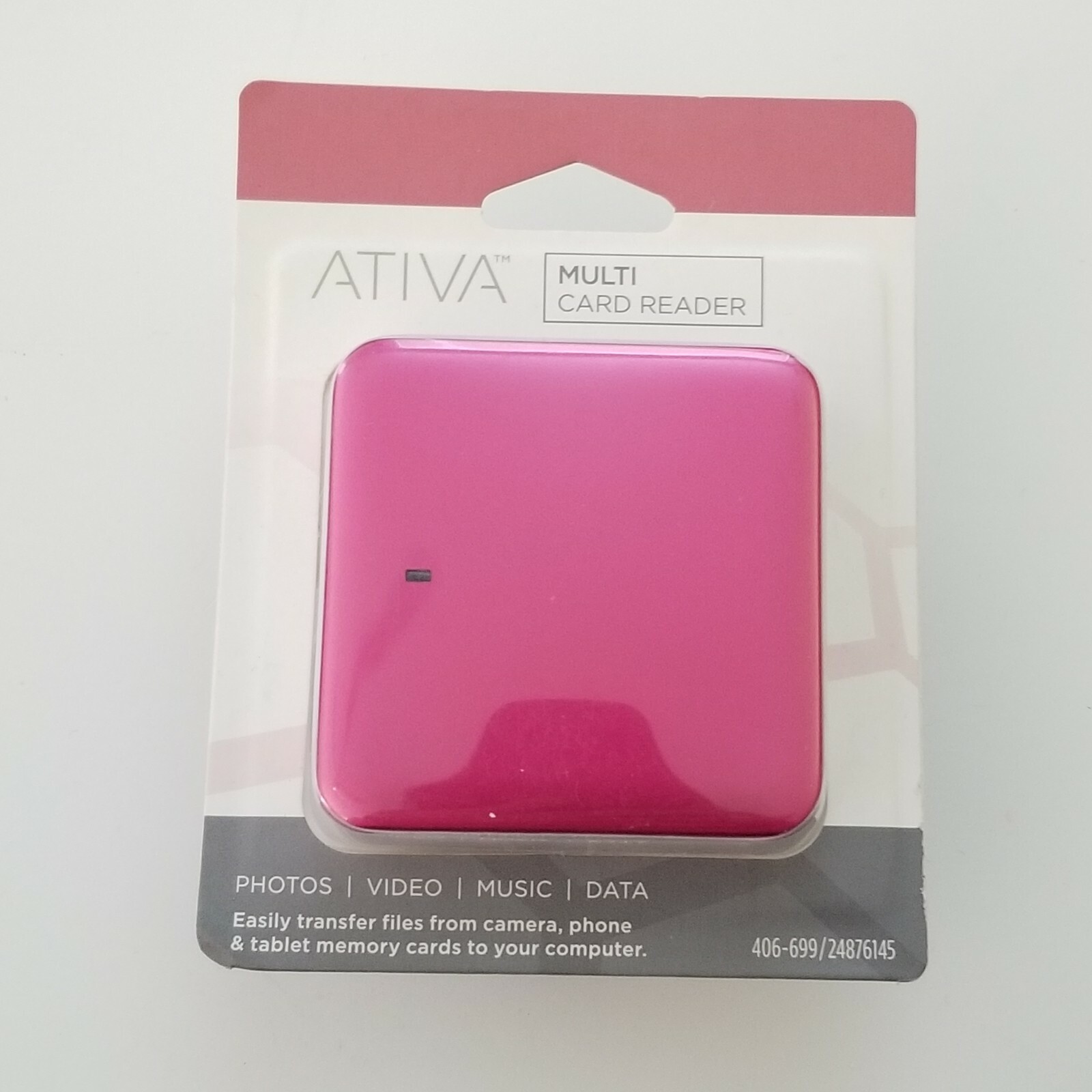 Ativa Multi Card Reader Pink New Sealed USB transfers photos, music, dada, video