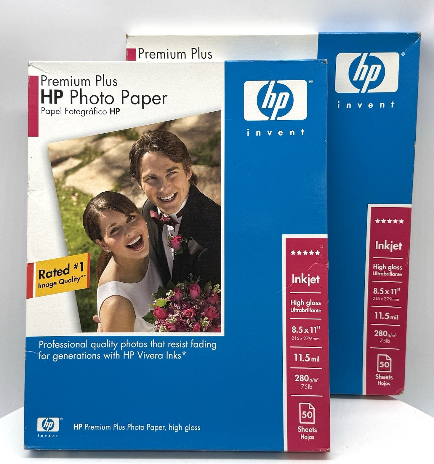 Lot Of 2 HP Premium Plus Photo Paper 8.5” X 11” High Gloss 50 Sheets #Q1785A