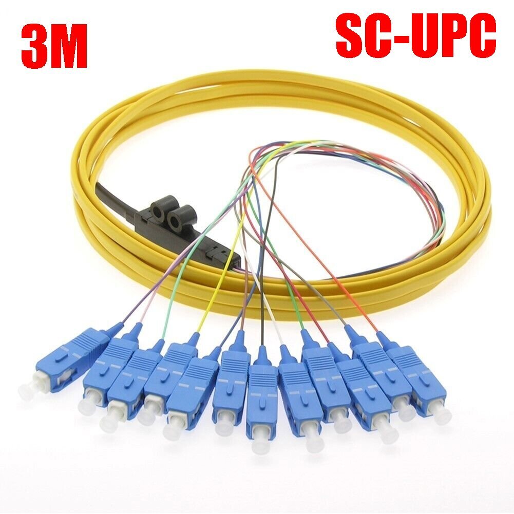 3M Meter 12 Cores SC-UPC Pigtails Flat Ribbon Fiber Optic 9/125 SingleMode Cable