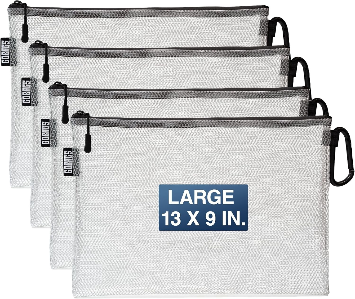 4 PCS Large Clear Zipper Pouch Cable Organizer Travel Gear Bag Electronics