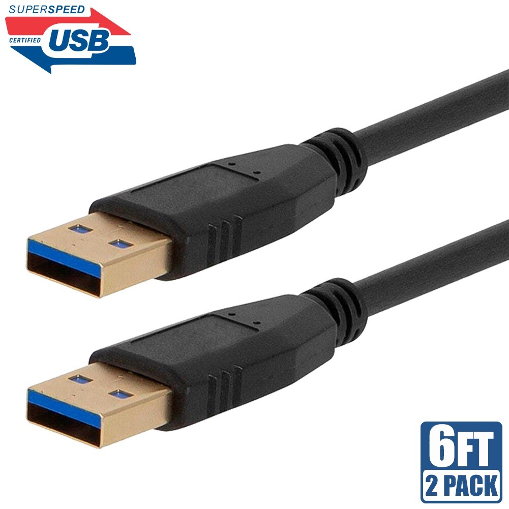 2 Pcs 6FT USB 3.0 Type A Male to Male SuperSpeed Sync Data Fast Charging Cable