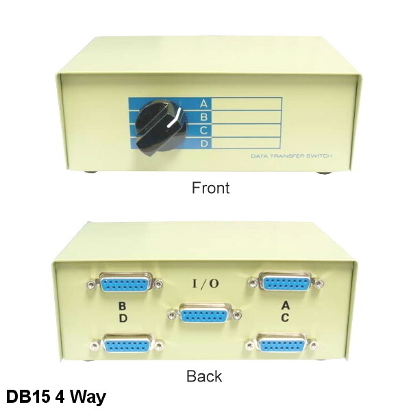 4 Way DB15 Manual Data Switch Box Rotary Dail Style for Joystick MAC Monitor