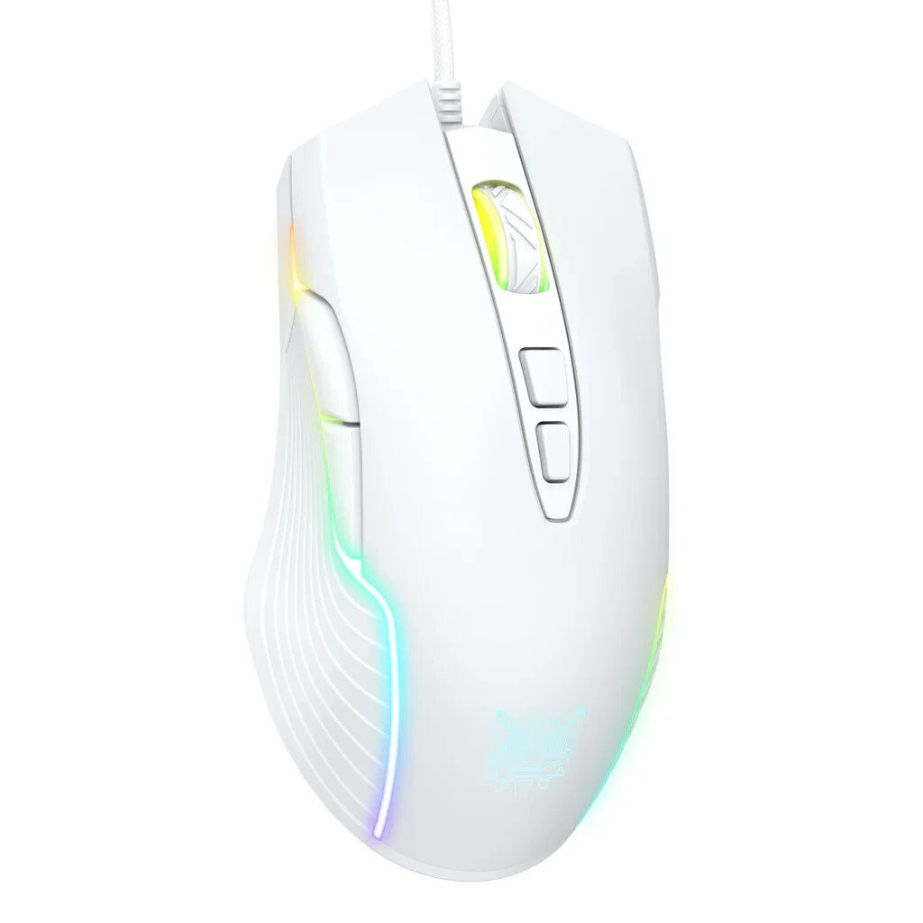 ONIKUMA CW905 6400 DPI Wired Gaming Mouse with Breathing LED Colors (White)