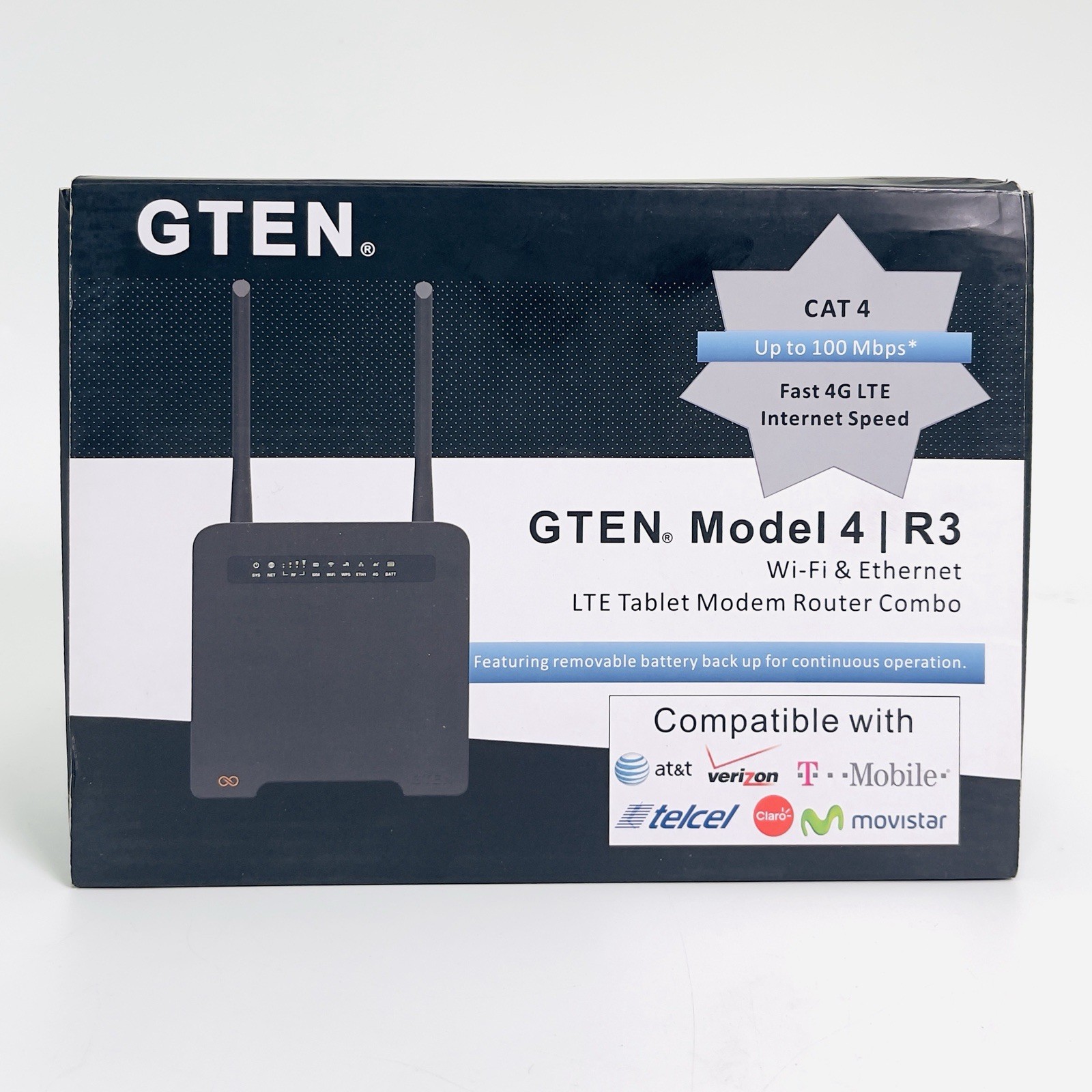 GTEN Model 4 R3 LTE Modem Router Black Wi-Fi Ethernet - New