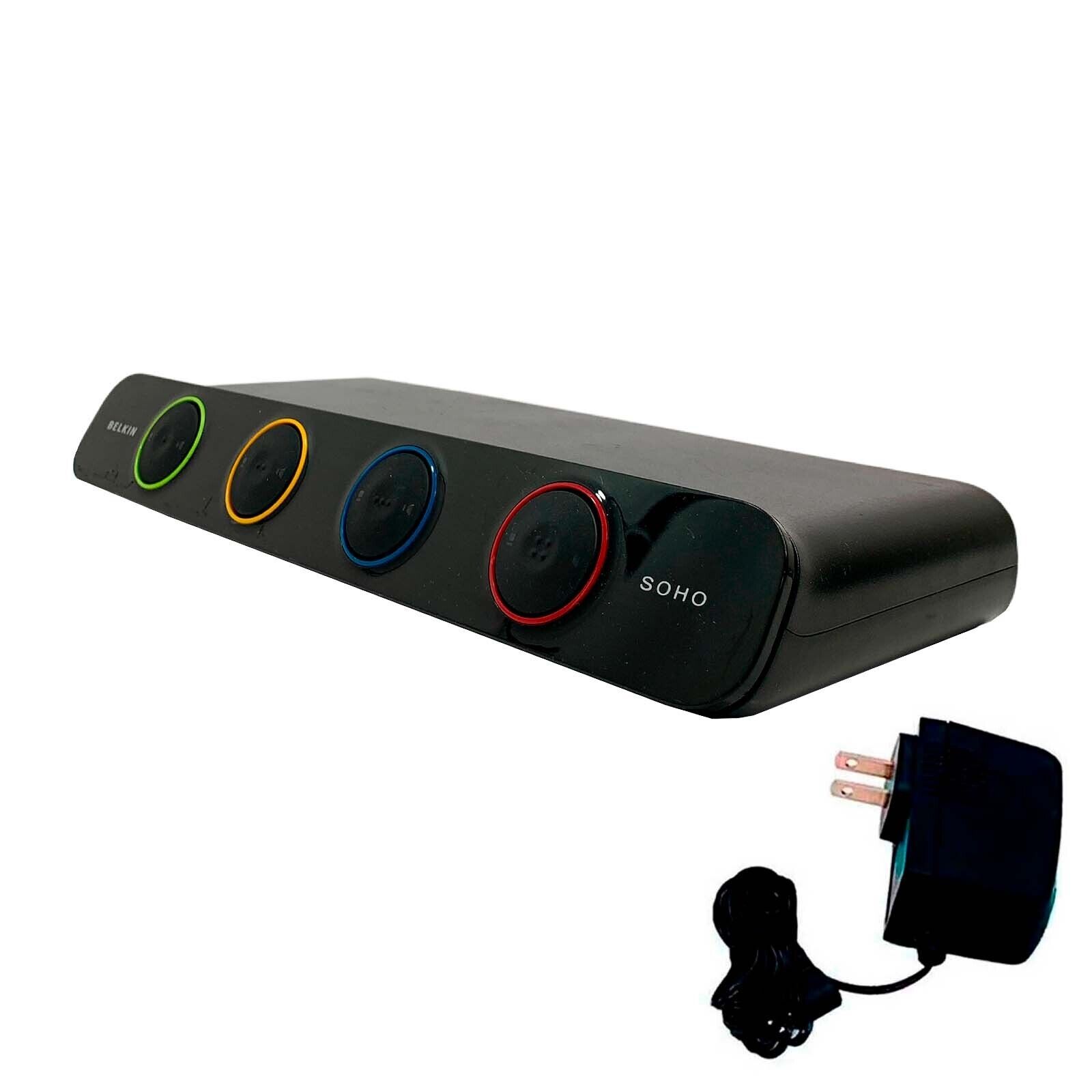 Belkin OmniView 4 Port SOHO KVM Switch + Audio F1DS104J w/ Adapter
