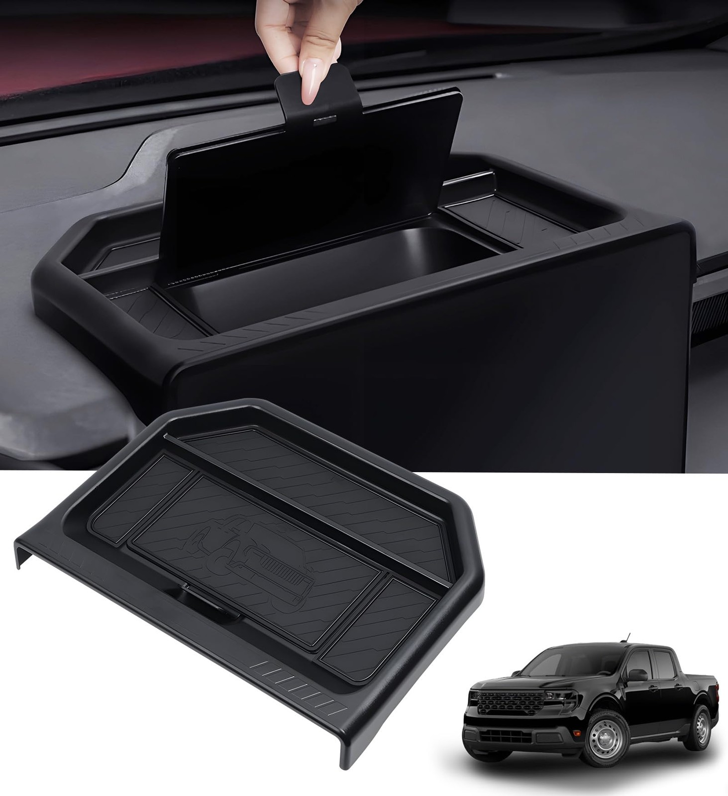 Dashboard Storage Tray Organizer for Ford Maverick 2025~2026 13.2" Screen Black