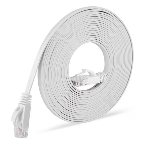 Jadaol Cat 6 Ethernet Patch Cable Flat White RJ-45 50ft Universal USA SELLER