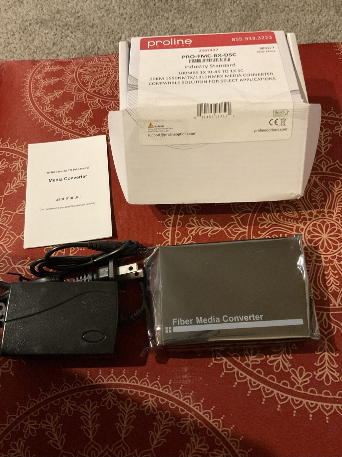 NEW Proline PRO-FMC-BX-DSC Industry Standard 100MBS 1x Rj-45 To 1x Sc