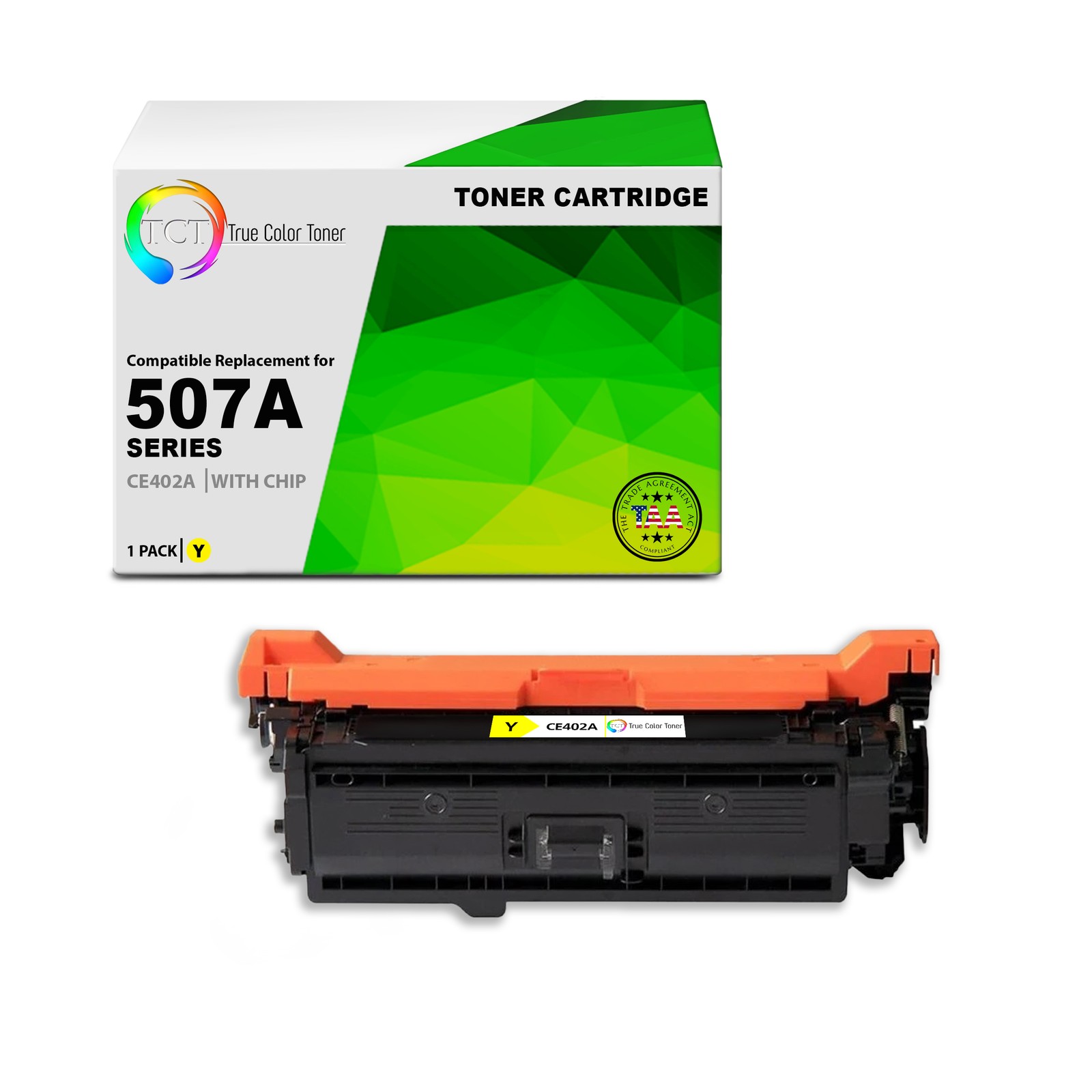 TCT CE402A TAA Compliant Toner Cartridge Replacement for HP CE402A - 507A