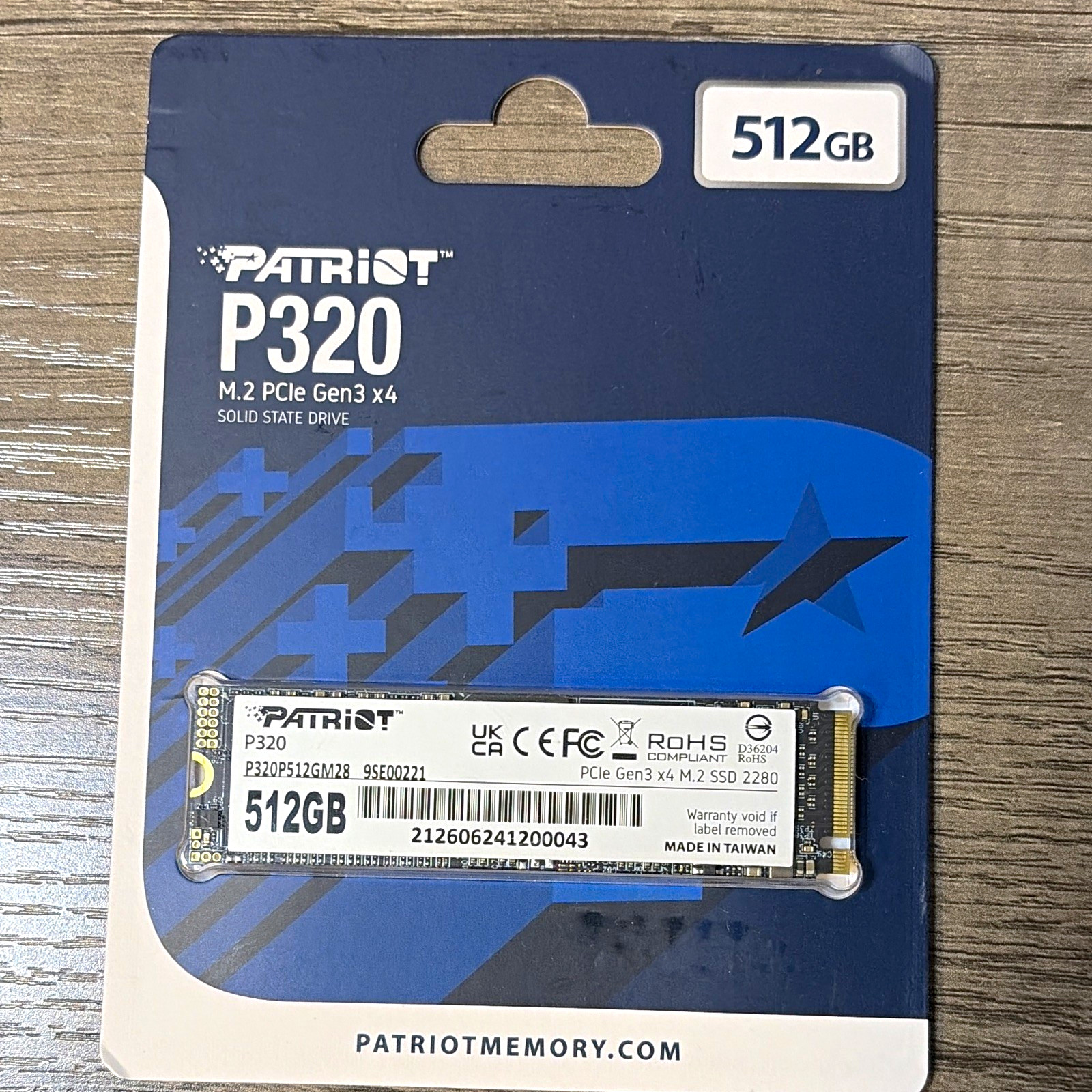 Patriot P320 512GB M.2 2280 NVMe PCIe Gen3 x4 Internal SSD P320P512GM28