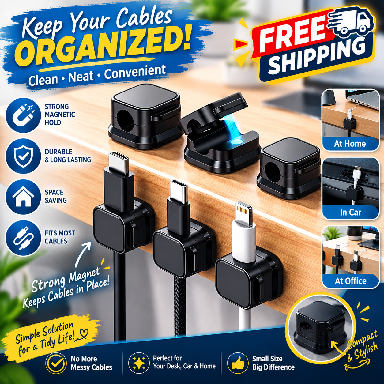 OHill OH-CBC-16 Cable Clips - Black, 16 Pack