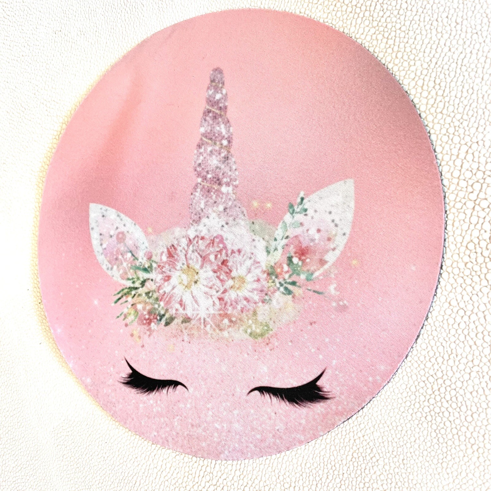 Girly Mouse Pad/ Unicorn Round Mousepad Pink