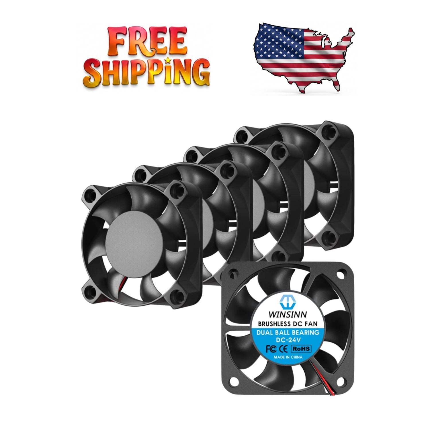 Versatile 40mm 24V Cooling Fan Set - 5000 RPM Efficiency for 3D Printers & More