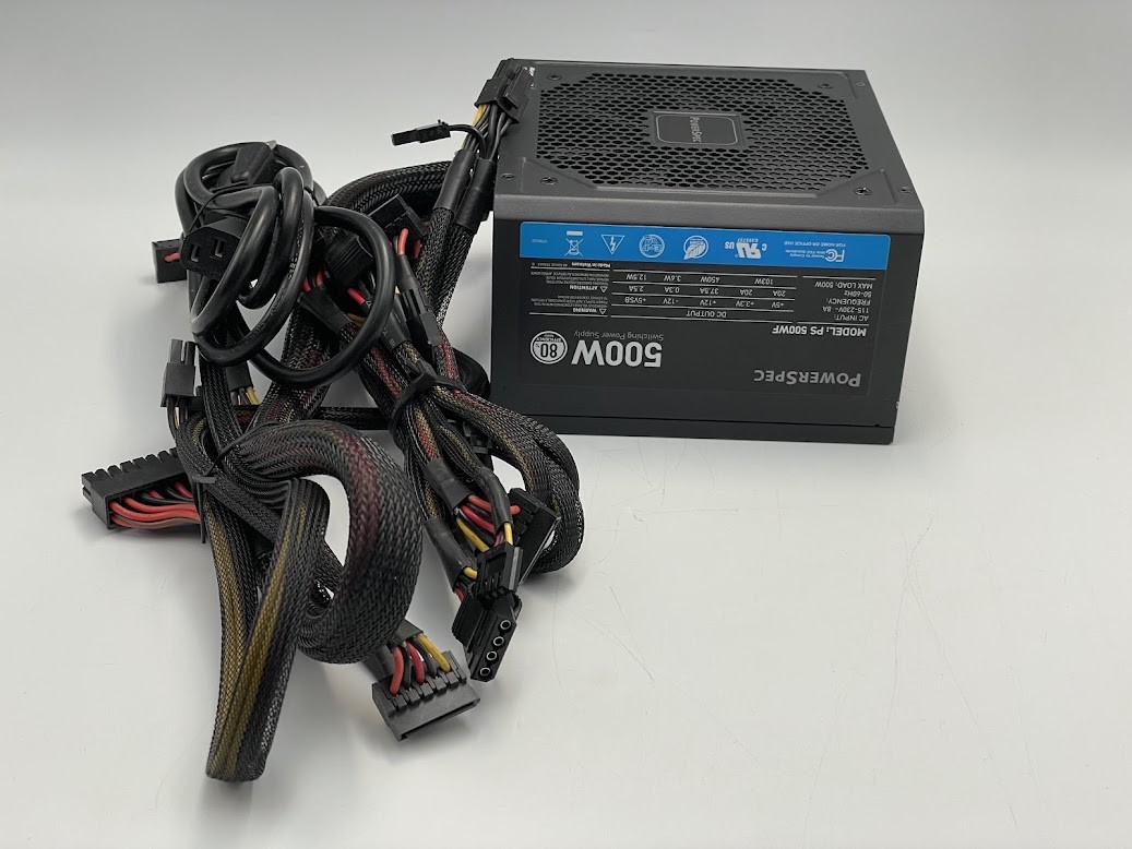 PowerSpec 500W Power Supply Fixed Cable Non-Modular ATX