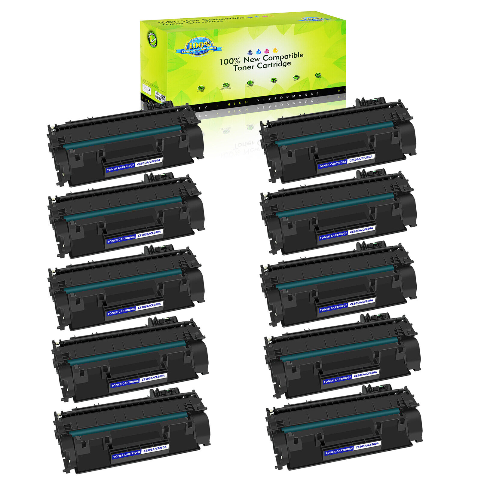 10 Pack CE505A 05A Toner Cartridge for HP LaserJet P2035 P2035n P2055dn Printer