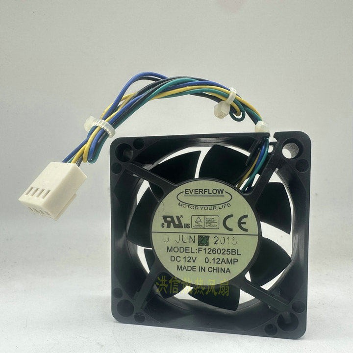 1PCS EVERFLOW F126025BL DC12V 0.12AMP PWM Temperature-Controlled  Cooling Fan