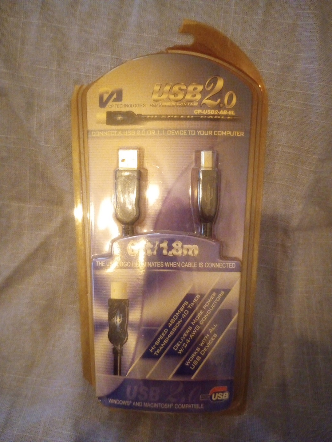 CP Technologies USB 2.0 6'ft/1.8m Cp-usb-ab-6l