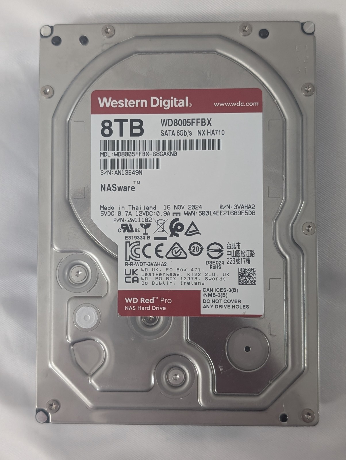 WD Red Pro 8TB WD8005FFBX 7200RPM 256MB SATA NAS HDD Tested 640 Hours