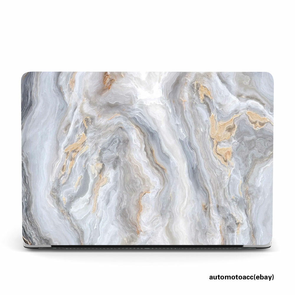 2in1 Elegant White Grey Marble Hard Case For Macbook Pro Air 11 12 13 15 16 inch