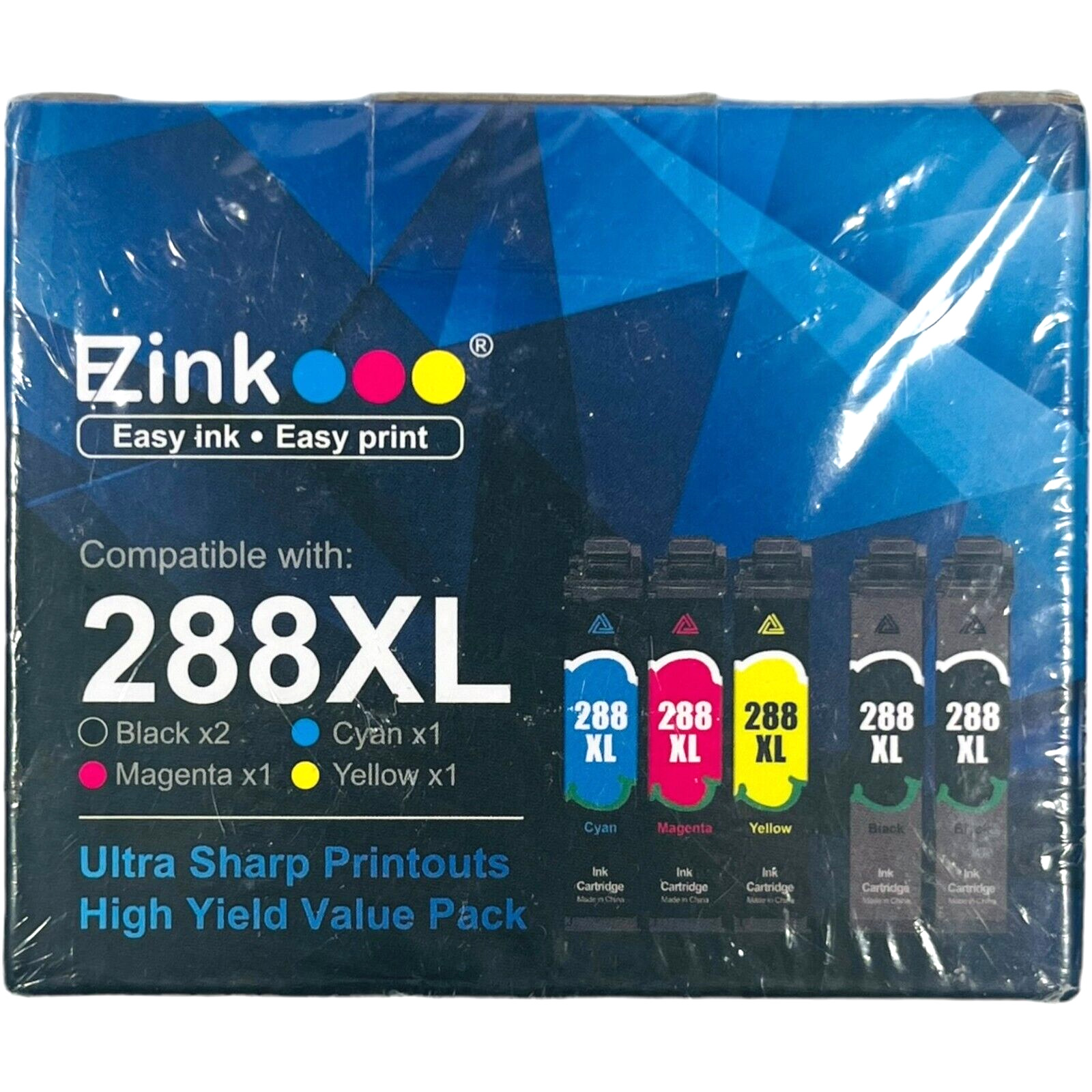 EZ ink 288XL 2 Black, 1 Cyan, 1 Magenta and 1 Yellow Cartridge - NEW and Sealed