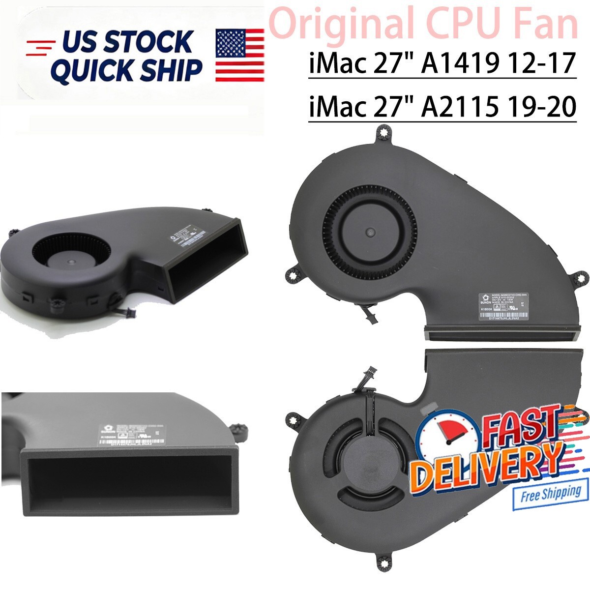 OEM CPU Cooling Fan for Apple iMac 27" A1419 2012 - 2017 / A2115 2019 2020
