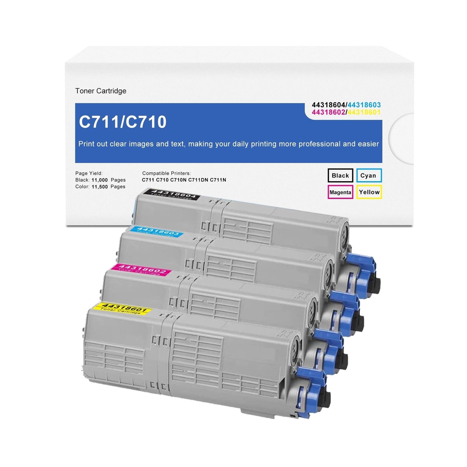 MIOOHEE C711 Toner Cartridge Replacement for OKI Okidata 44318601 44318602 44...