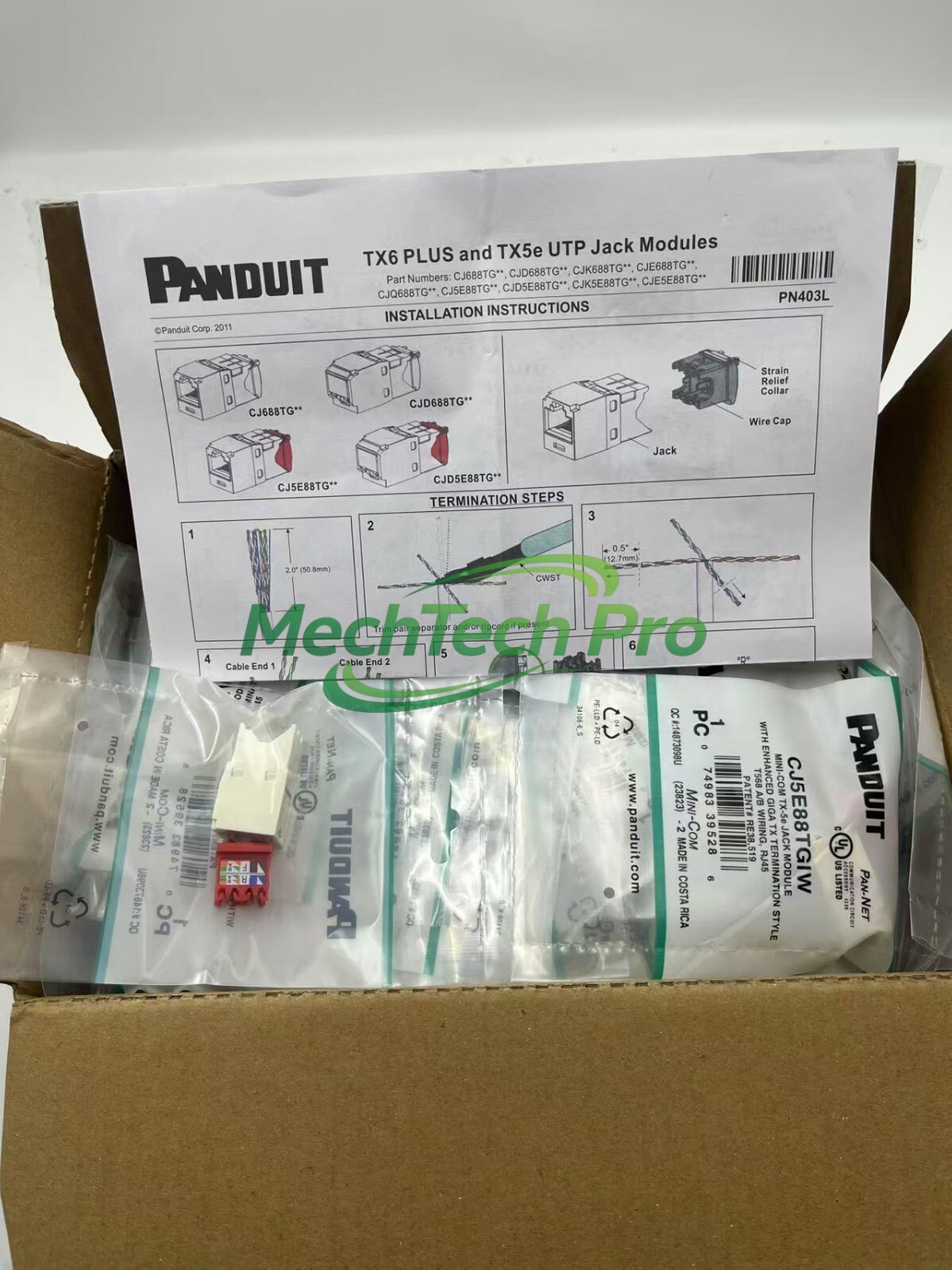 Panduit CAT5e Network Jack Module Gigabit White CJ5E88TGIW BOX OF 50