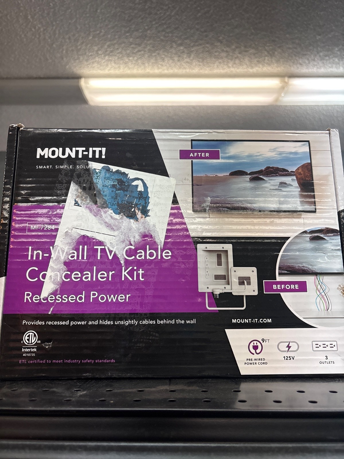 Mount-It MI-7284 In-Wall TV Cable Concealer with Recessed Power 2-Piece Kit