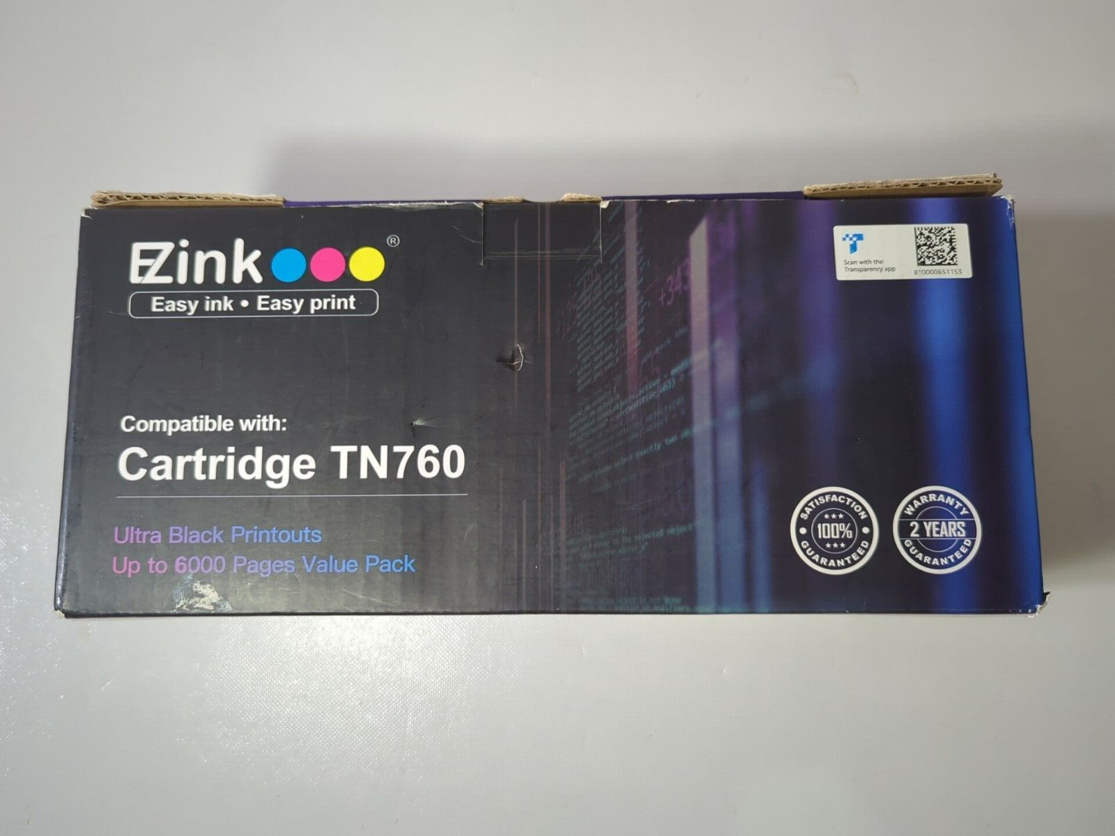 NEW Open Box - EZink Black TN-760 for Brother Laser Printer Toner Black - 2 pcs