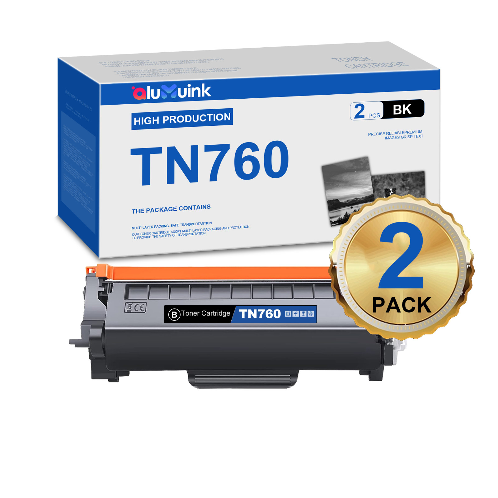 TN760 2Pack(BK) Toner Cartridge Replacement For Brother HL-L2390DW DCP-L2550DW