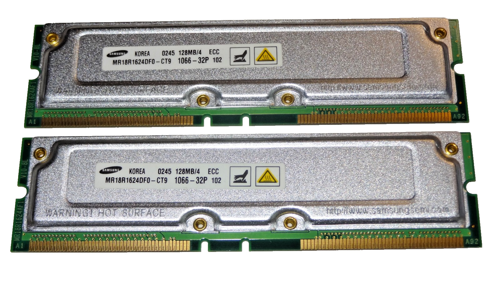 Samsung PC1066 RDRAM 256MB Kit 2x128MB ECC RIMM Dell Dimension 8250 RAM