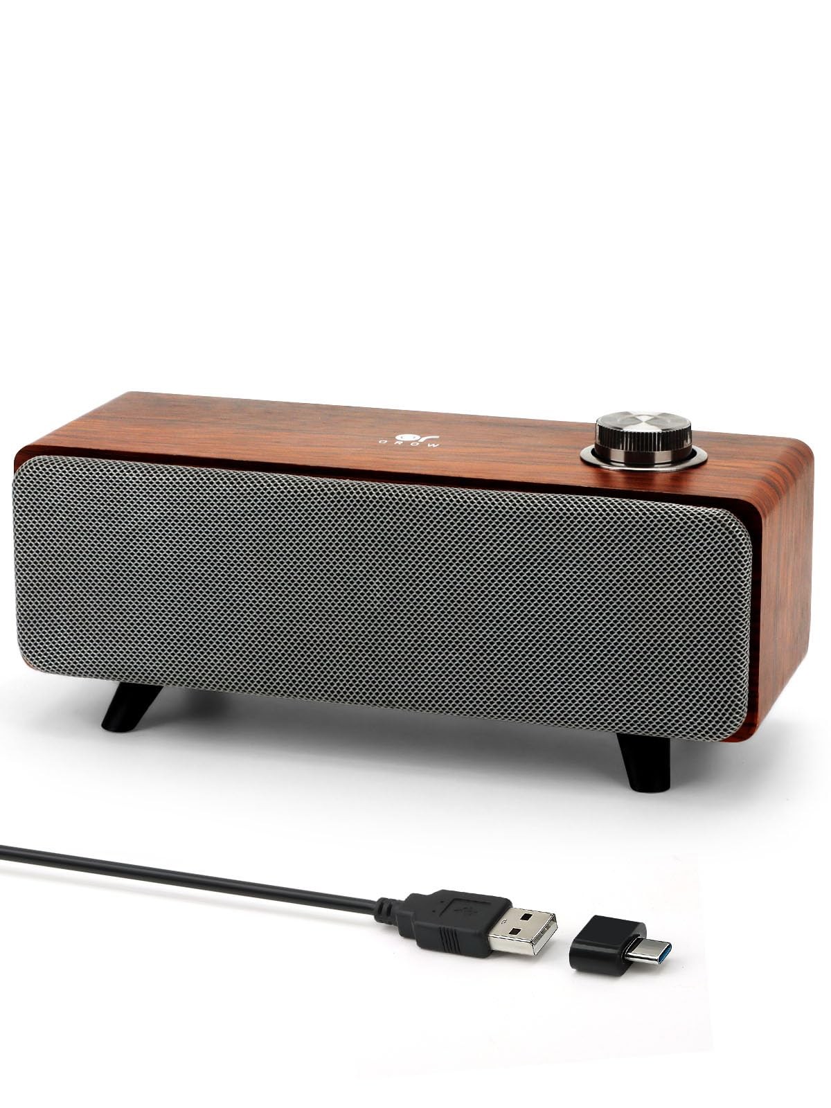 OR O R O W Computer Speakers,10W PC Speakers with Bluetooth,Stereo Brown