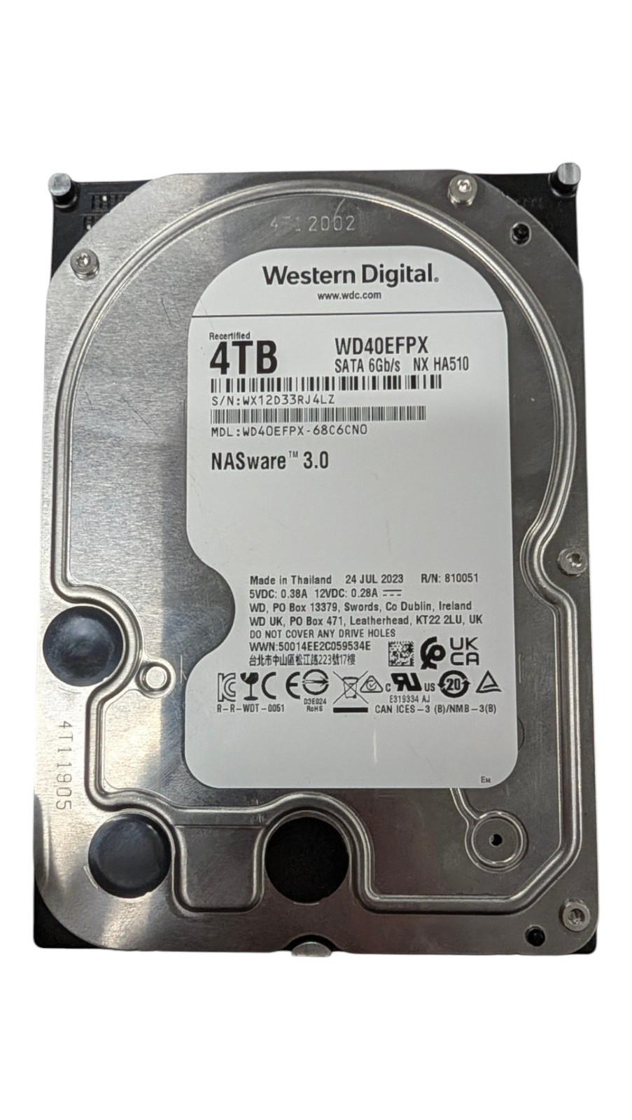 Western Digital NASware 3.0 4TB 3.5" SATA Hard Drive - WD40EFPX 