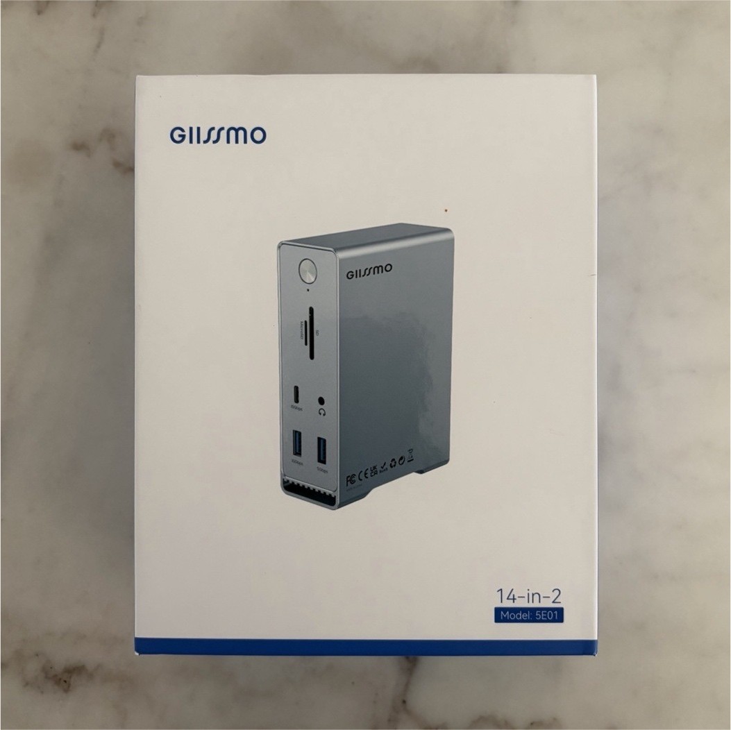 GIISSMO 5E01 USB-C Hub 14-in-2 MacBook Dock Dual HDMI Ethernet USB SD Grey