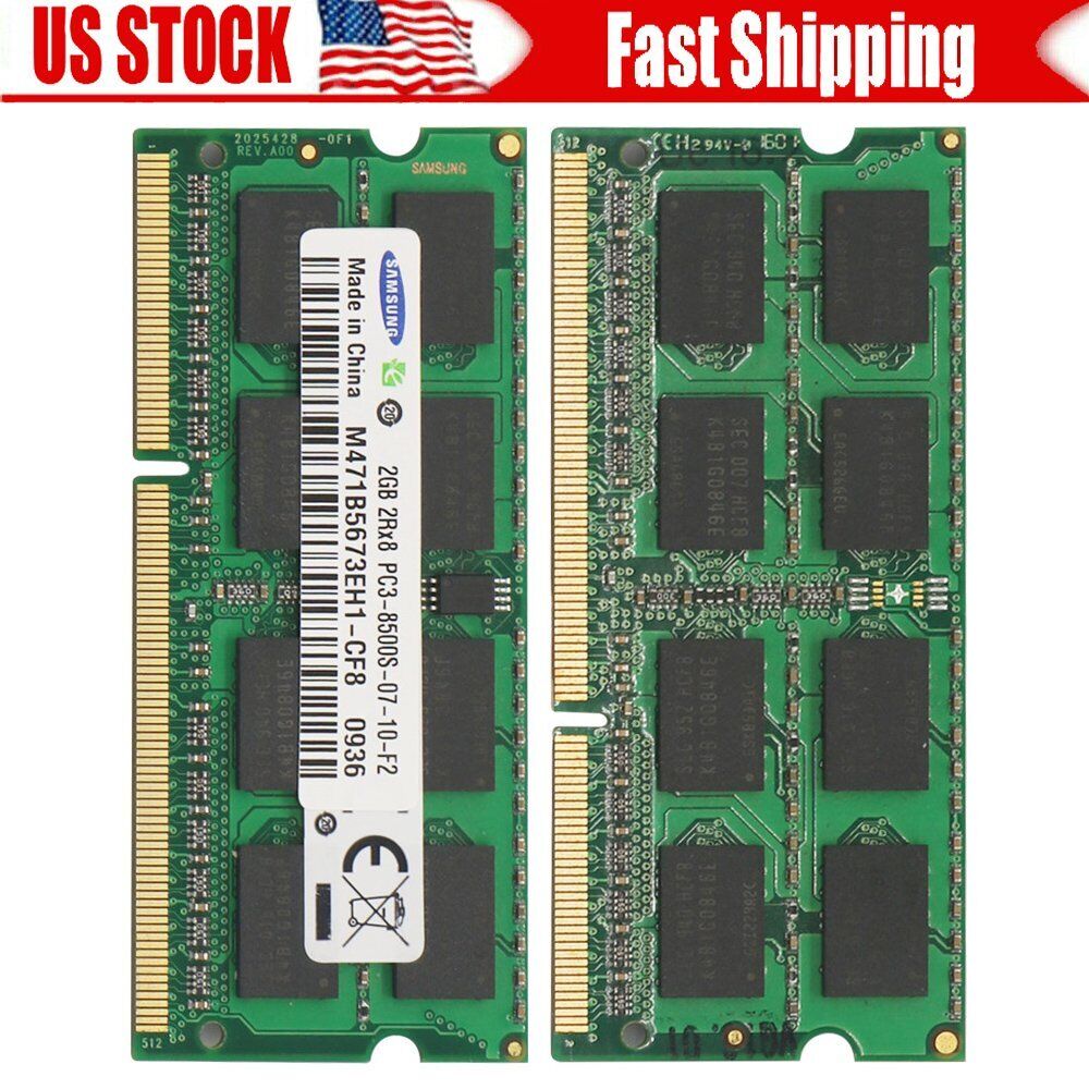 2 x 2GB DDR3 1066MHz 204PIN PC3-8500S SODIMM Laptop RAM Memory For Samsung